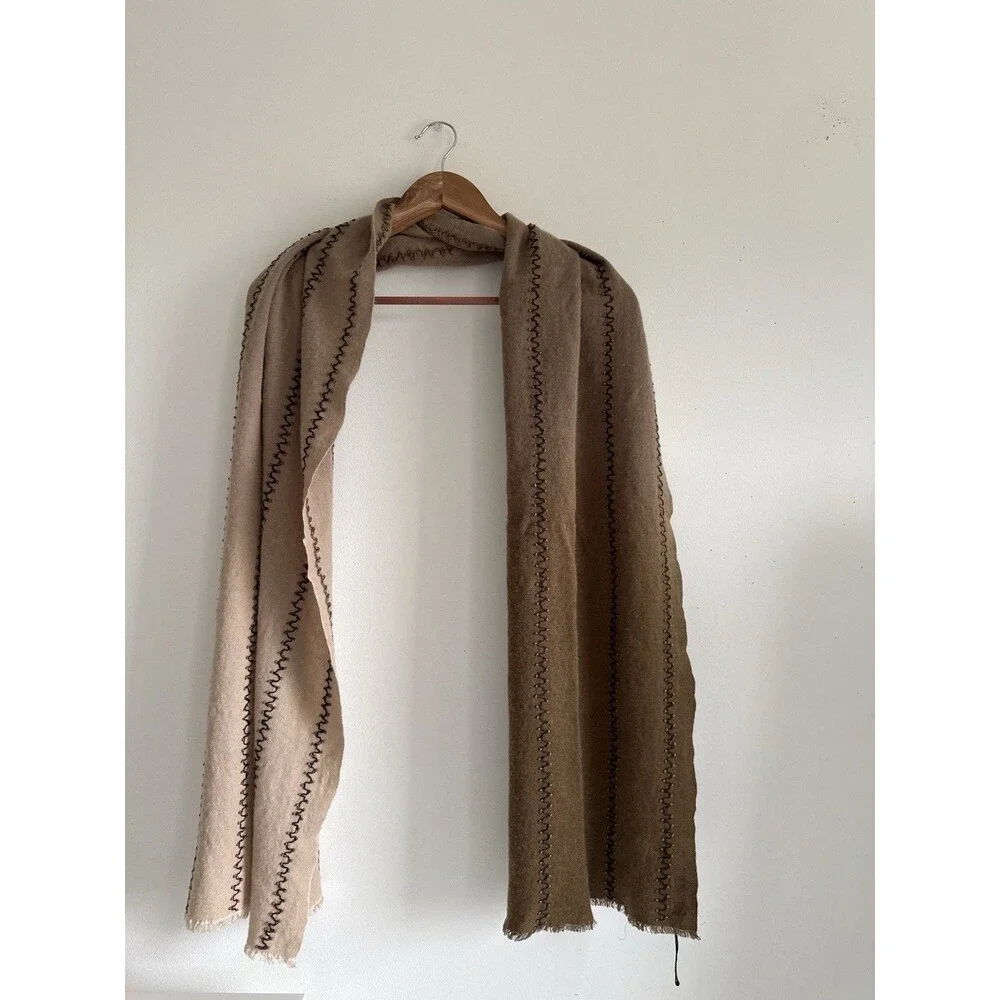 ✿ BAJRA Cashmere Silk Scarf Camel Handmade Nepal Designer Wrap